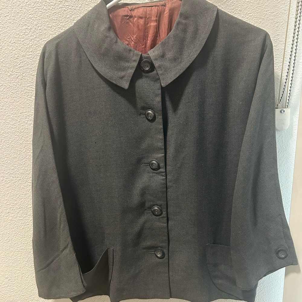 Rescued Bintagecropped Button-Front Jacket With Skirt